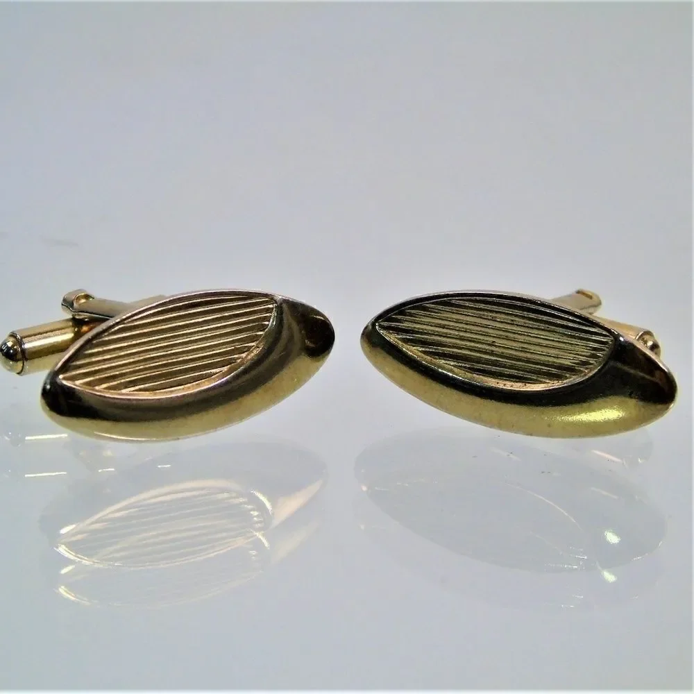 Mid Century Atomic Ellipse Cufflinks Gold Tone